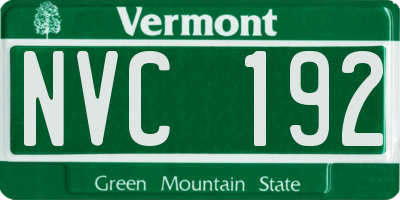 VT license plate NVC192