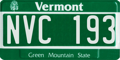 VT license plate NVC193