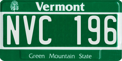 VT license plate NVC196