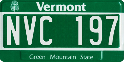 VT license plate NVC197