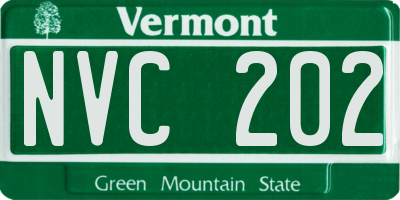 VT license plate NVC202