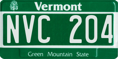 VT license plate NVC204