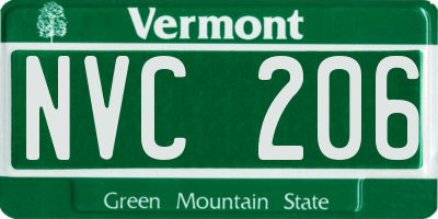VT license plate NVC206