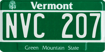 VT license plate NVC207