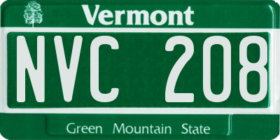 VT license plate NVC208