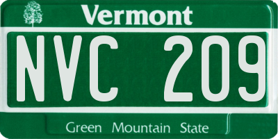 VT license plate NVC209