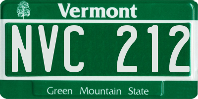 VT license plate NVC212