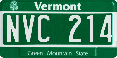 VT license plate NVC214