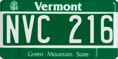 VT license plate NVC216