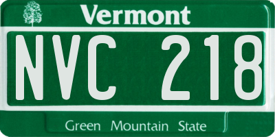 VT license plate NVC218