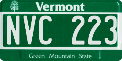 VT license plate NVC223