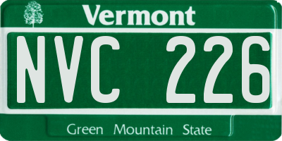 VT license plate NVC226