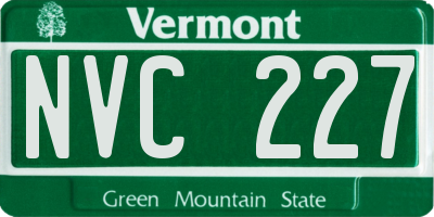 VT license plate NVC227