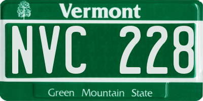 VT license plate NVC228