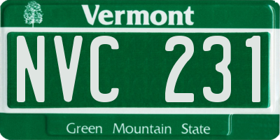 VT license plate NVC231