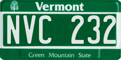 VT license plate NVC232