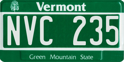 VT license plate NVC235