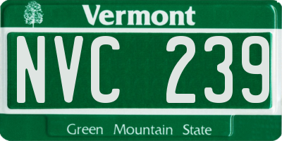 VT license plate NVC239