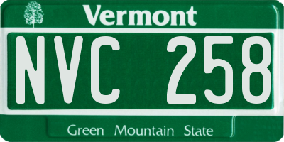 VT license plate NVC258