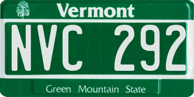 VT license plate NVC292
