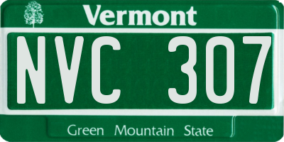 VT license plate NVC307