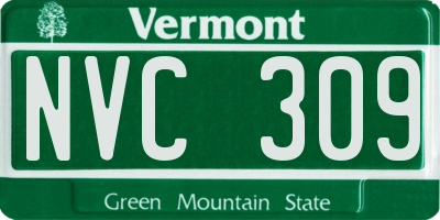 VT license plate NVC309
