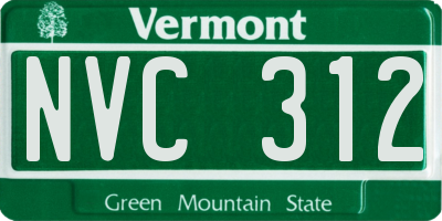 VT license plate NVC312
