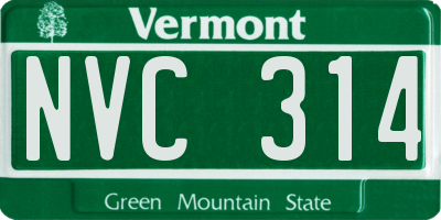 VT license plate NVC314