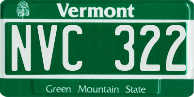 VT license plate NVC322