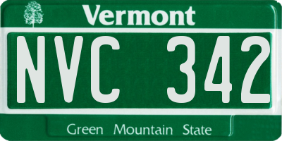 VT license plate NVC342