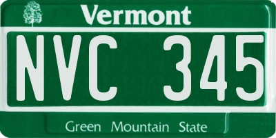 VT license plate NVC345