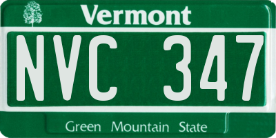 VT license plate NVC347