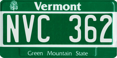 VT license plate NVC362