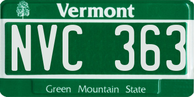 VT license plate NVC363