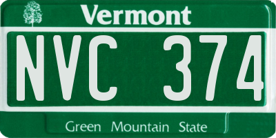 VT license plate NVC374