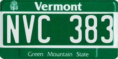 VT license plate NVC383
