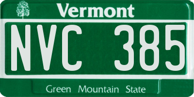 VT license plate NVC385