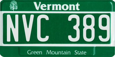 VT license plate NVC389