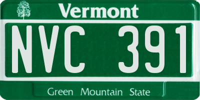 VT license plate NVC391