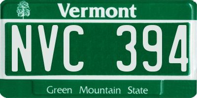 VT license plate NVC394