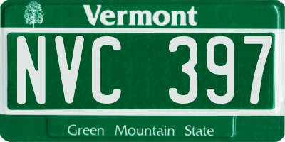 VT license plate NVC397