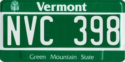 VT license plate NVC398