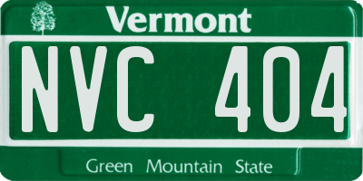 VT license plate NVC404
