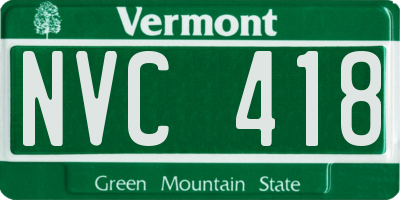VT license plate NVC418