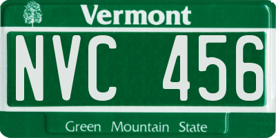 VT license plate NVC456