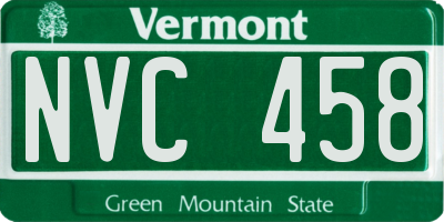 VT license plate NVC458