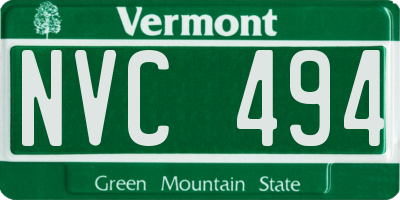 VT license plate NVC494