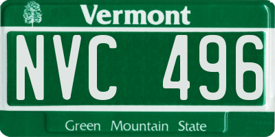 VT license plate NVC496