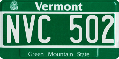 VT license plate NVC502