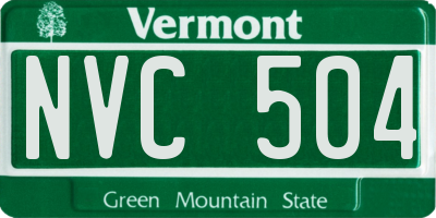 VT license plate NVC504